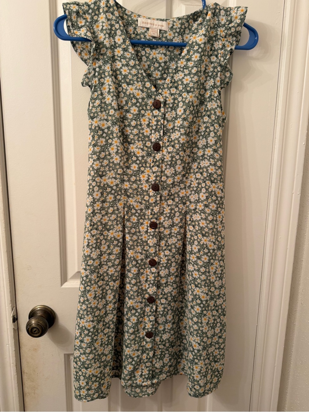 Monteau Sage Green Daisy Button-Front Midi Dress - Picture 1 of 3